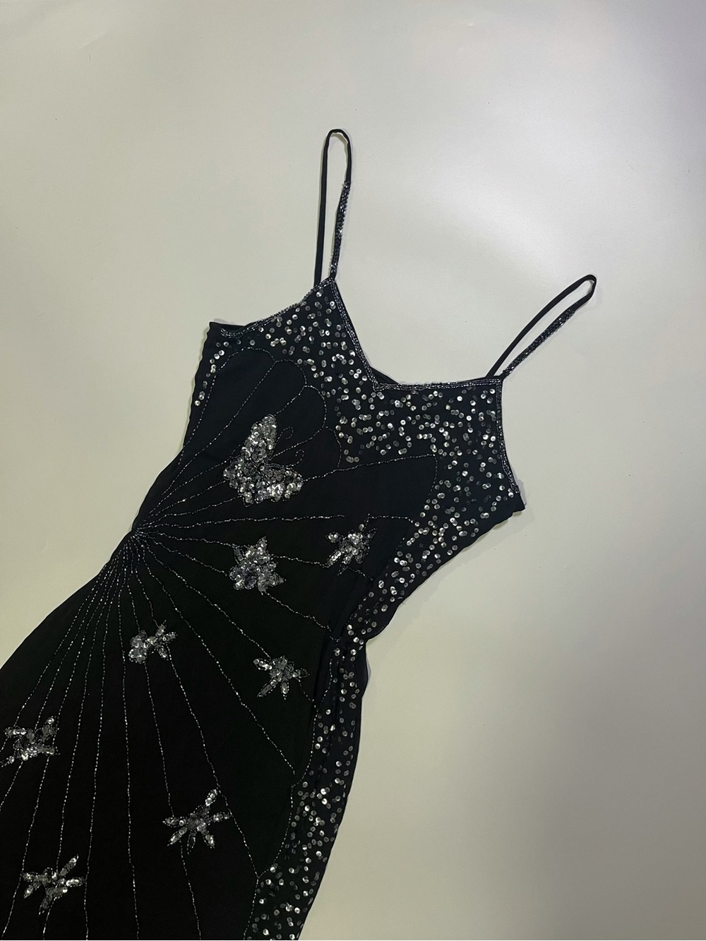 vintage butterfly beaded maxi dress